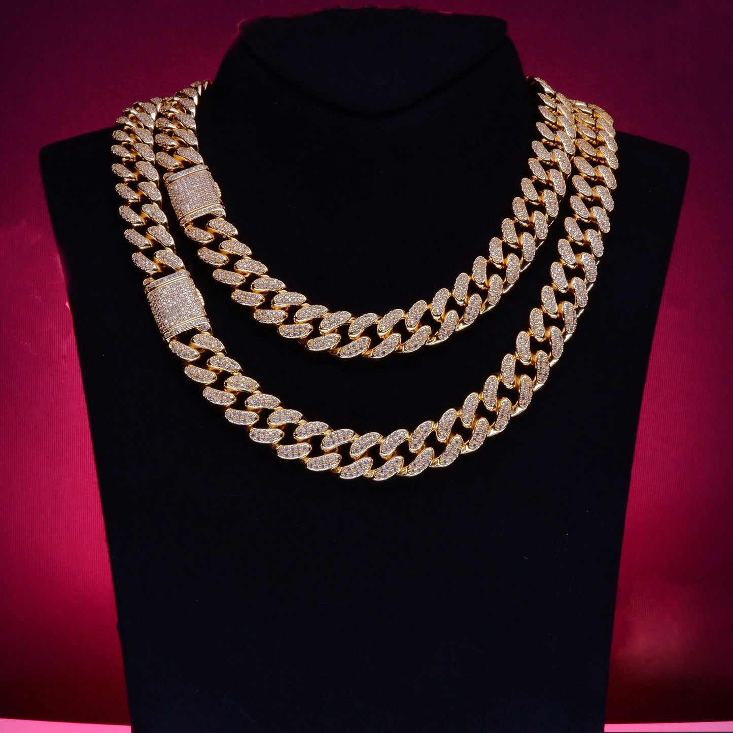 New Flip buckle Iced Cuban Link Chain Gold-Plated